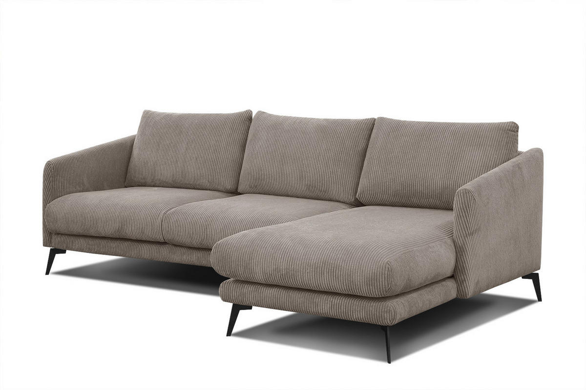 ECKSOFA VILT 4-Sitzer, taupe - Taupe/Schwarz, Holzwerkstoff/Textil (255/156cm) - Courtois Laville