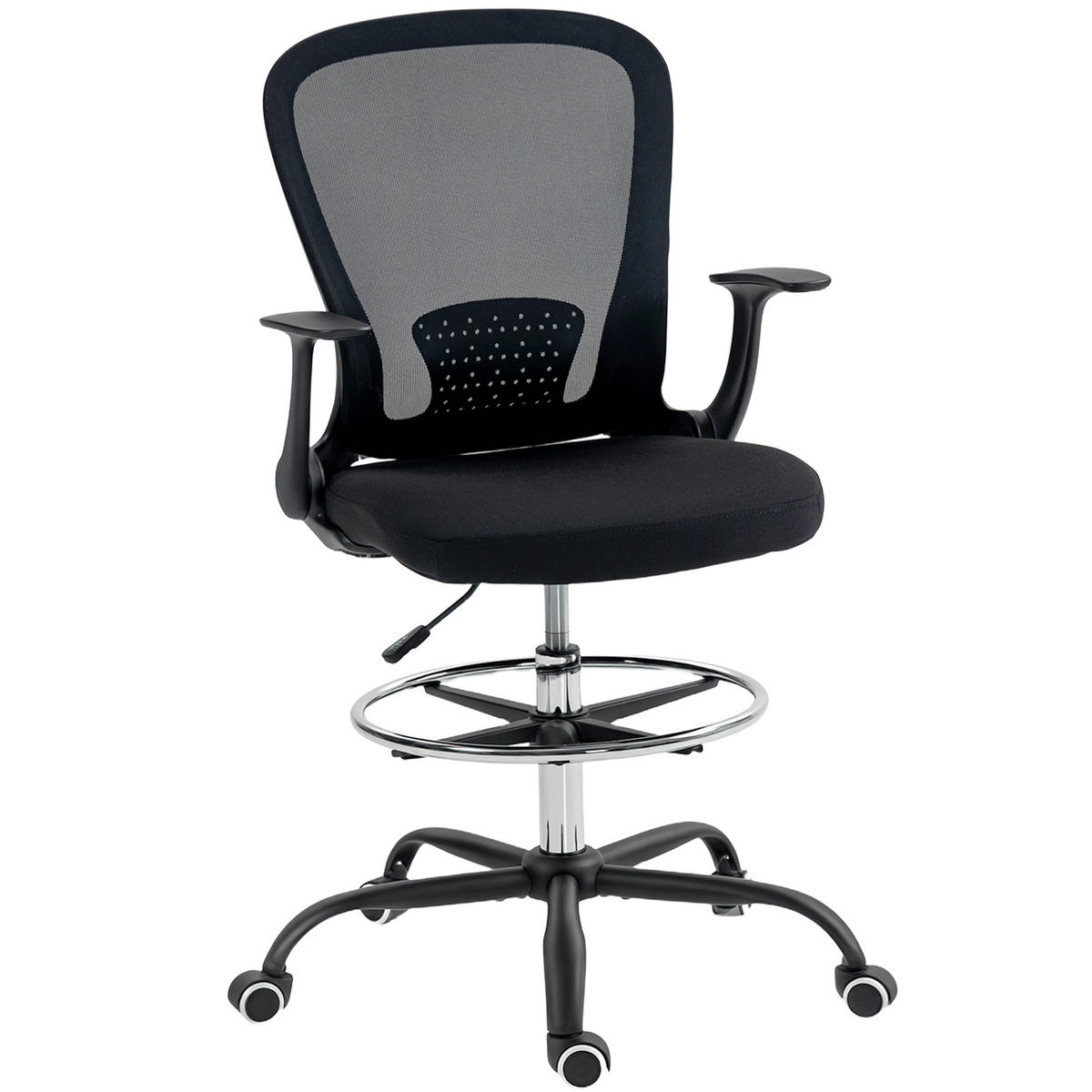 BÜROSTUHL DE-05198 Höhenverstellbar mit Fußring & Lendenstütze Schwarz - Schwarz, Metall (59/119/62cm) - ComfortXL
