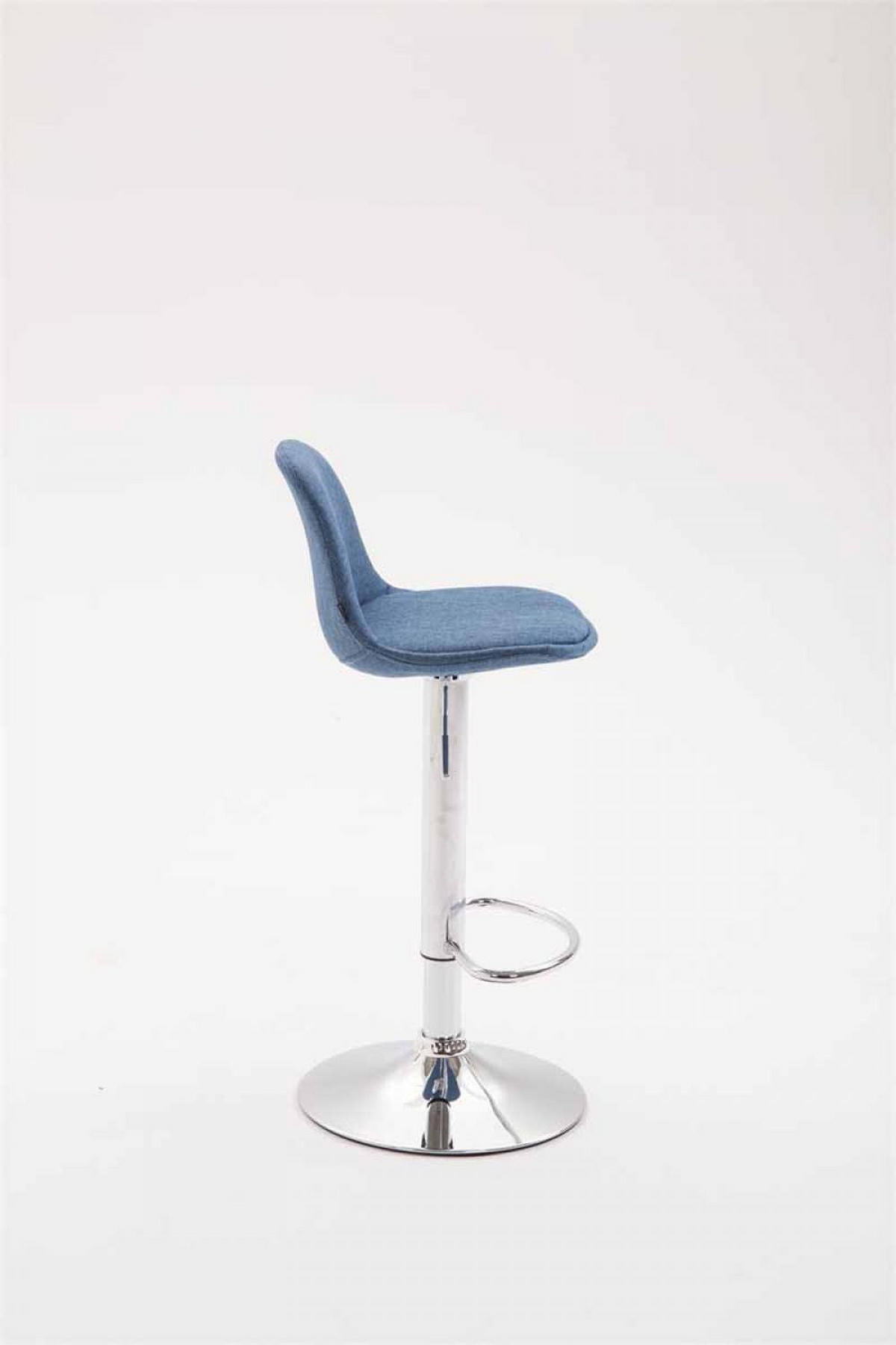 BARHOCKER Stoff blau - Chromfarben/Blau, Textil/Metall (39/82/43cm) - CLP