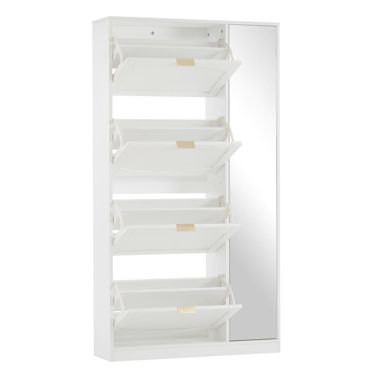 ORMAR za cipele 24/80/147 cm bijeli od iverice sa zrcalnim vratima i 4 preklopna pretinca - bijela, drvni materijal (80/147/24cm) - OKWISH
