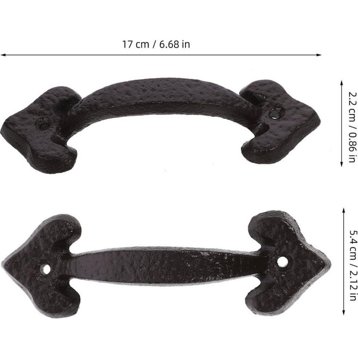 VINTAGE-GRIFF 2er-Set Schwarz Eisen 17 cm Schrank Schublade Frisiertisch Möbel - Schwarz, Metall (5.4/2.2/17cm) - MCBOSON