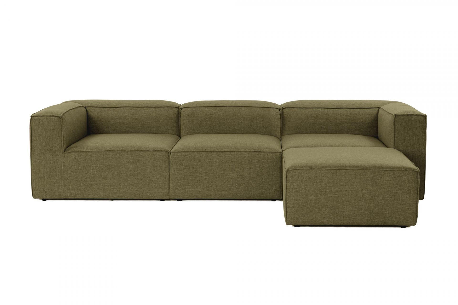 ECKSOFA beidseitig montierbar - Salbeigrün/Schwarz, Holz/Kunststoff (296/185cm) - myHomelando