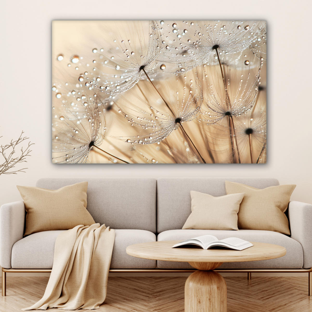 LEINWANDBILD Löwenzahn - Abstrakt - Natur - Beige Groß 140x90 cm - Braun, Textil (140/90cm) - MuchoWow