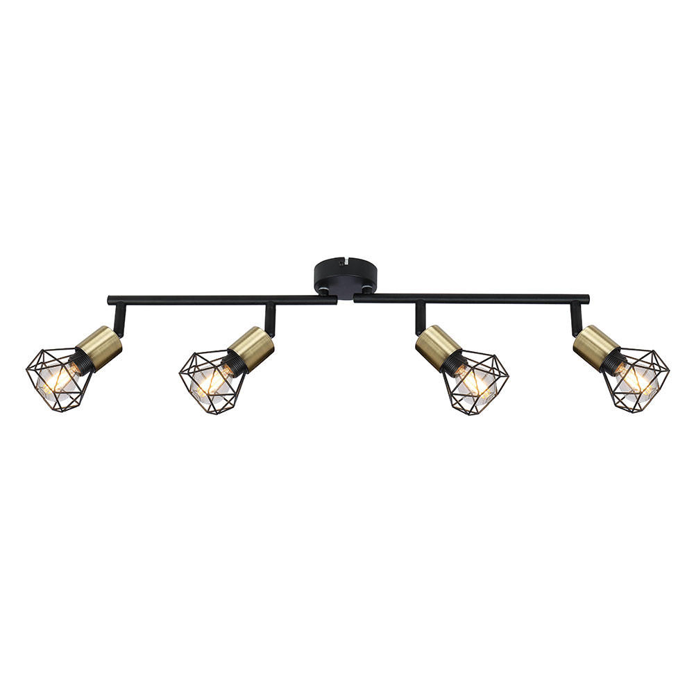 LED DECKENLEUCHTE XARA Metall Schwarz Altmessing - Schwarz, Metall (60/8/19.5cm) - Globo Lighting