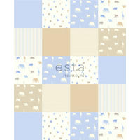 XL-TAPETE Tiere 20 behangtegels van 53 x 53 cm - Blau, Papier (212/0.1cm) - ESTAhome