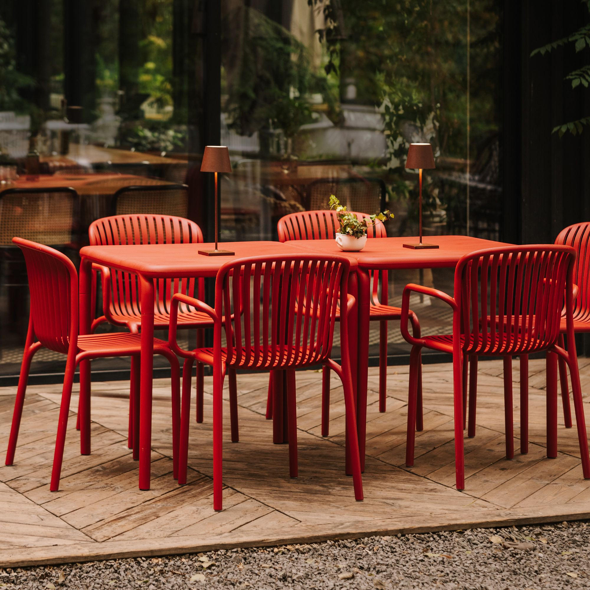 GARTEN ESSGRUPPE FICCARI, Gartenmöbel-Set 8-tlg, Rot - Rot, Kunststoff - KONSIMO®