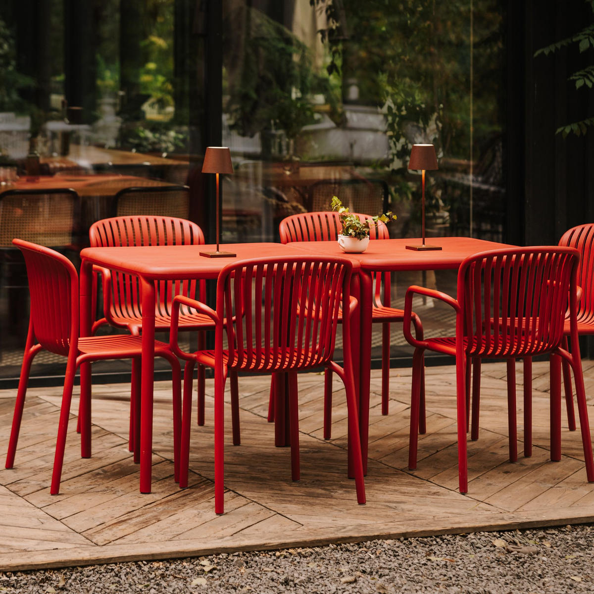 GARTENSTUHL FICCARI 4-er Set, Rot - Rot, Kunststoff (57.5/82.5/53cm) - KONSIMO®
