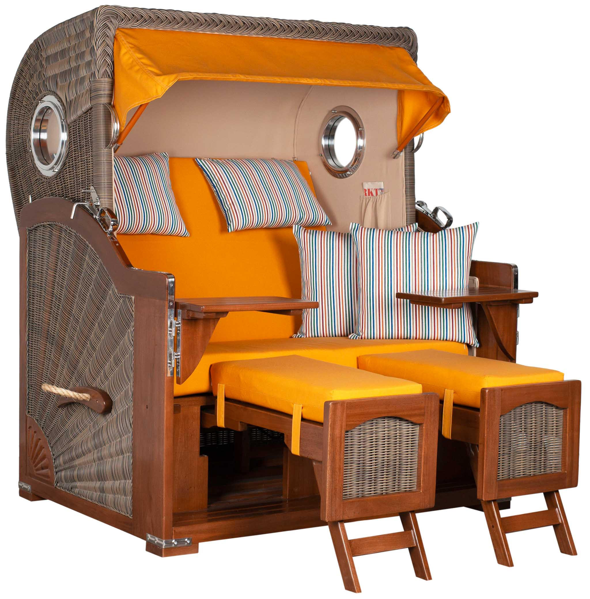 STRANDKORB XXL Düne Grande 2,5 Sitzer - Gelb/Braun, Metall (142/170/95cm) - Mr. Deko