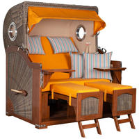 STRANDKORB XXL Düne Grande 2,5 Sitzer - Gelb/Braun, Metall (142/170/95cm) - Mr. Deko