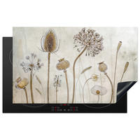 HERDABDECKPLATTE Blumen - Aquarell - Stilleben - Braun - Vintage 83x51 cm - Sandfarben, Kunststoff (83/0.2/51.5cm) - MuchoWow