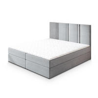 BOXBETT LARIO 180x200 cm mit Matratze und Topper - Hellgrau - Hellgrau, Holz (180/200cm) - MASSENO