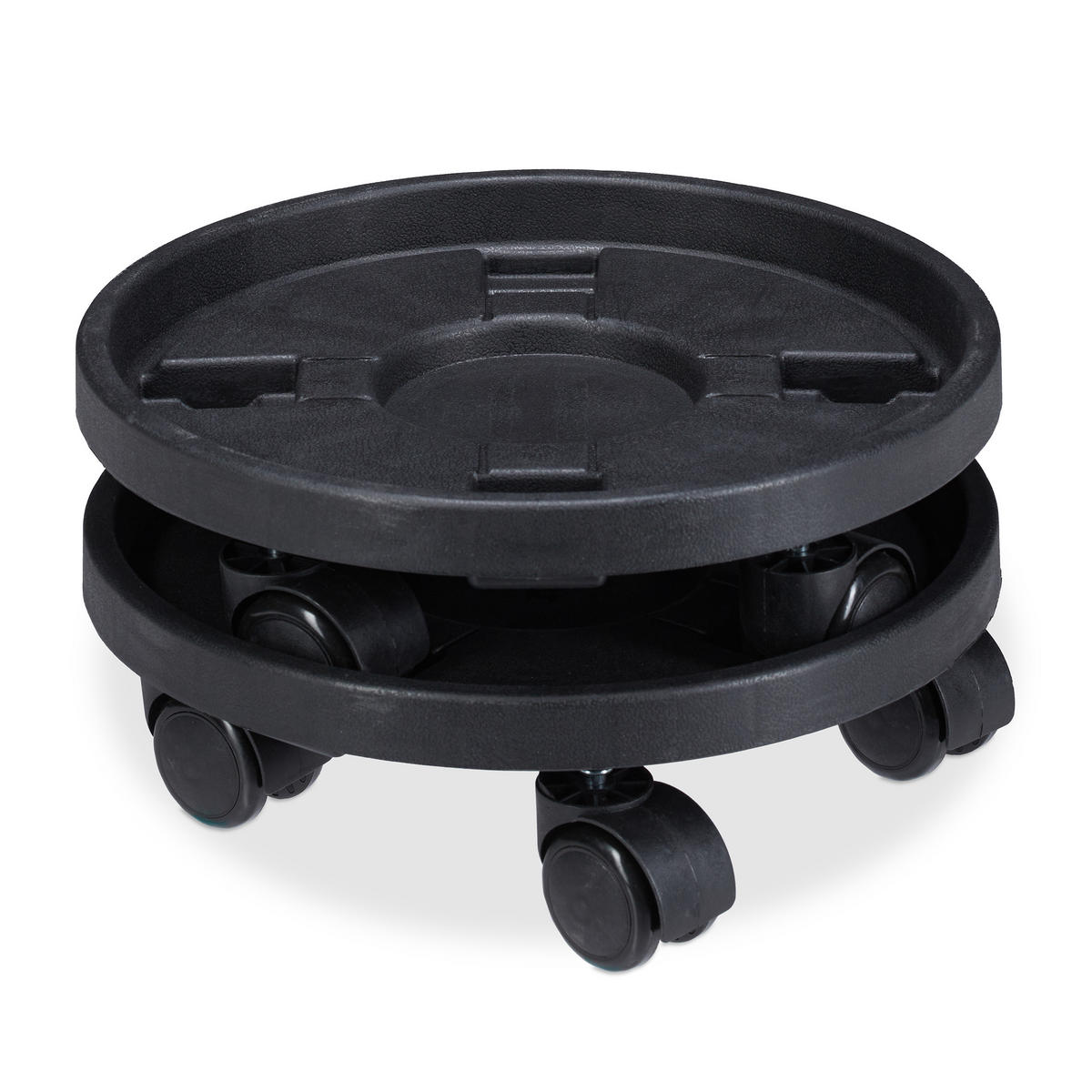 2XPFLANZENROLLER - Schwarz, Kunststoff/Metall (30/9.5/30cm) - Relaxdays