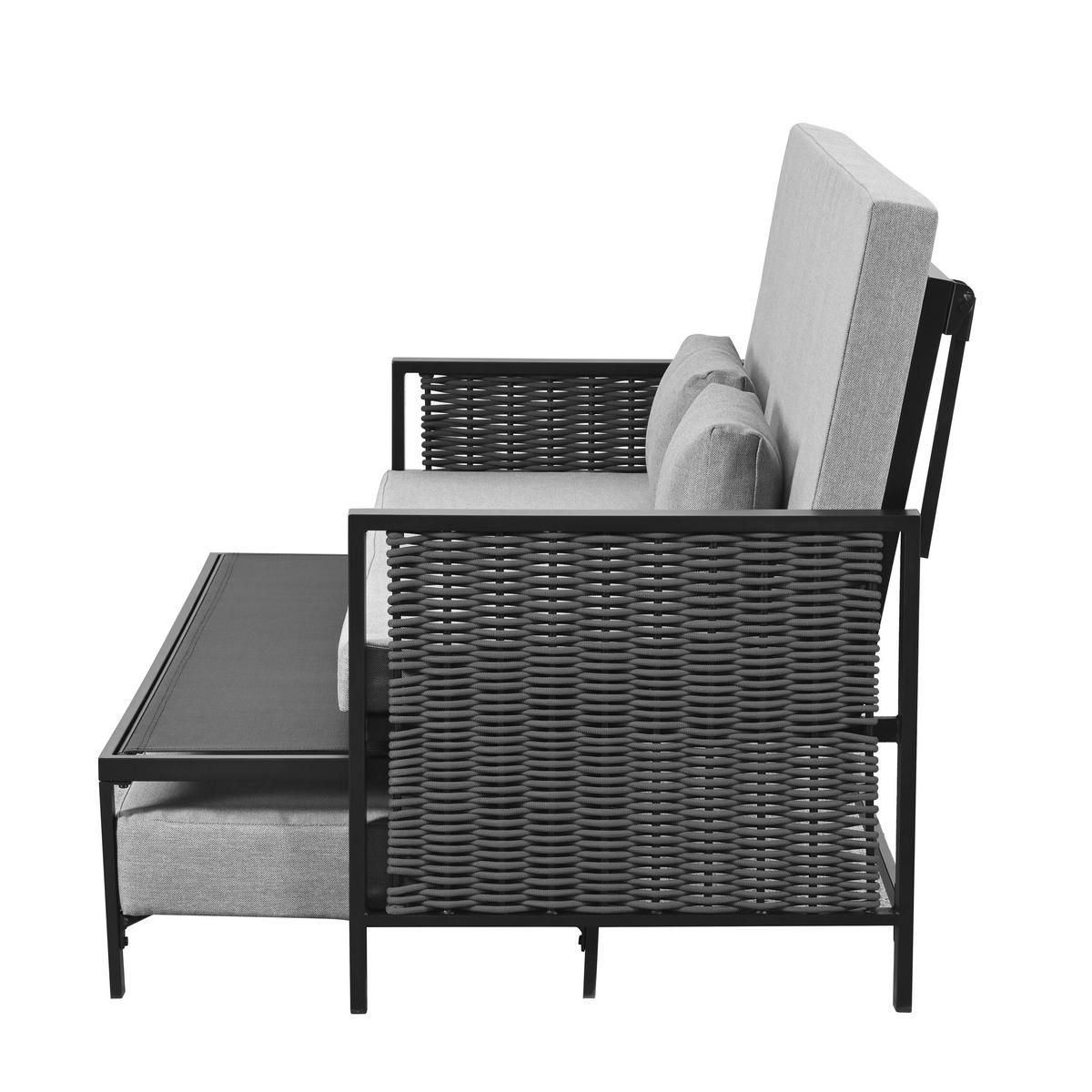 GARTENMÖBEL, 2-Personen Outdoor-Liegebett, Rückenlehne 0-65°, Grau - Grau, Textil (131.5/91/151.3cm) - FLIEKS