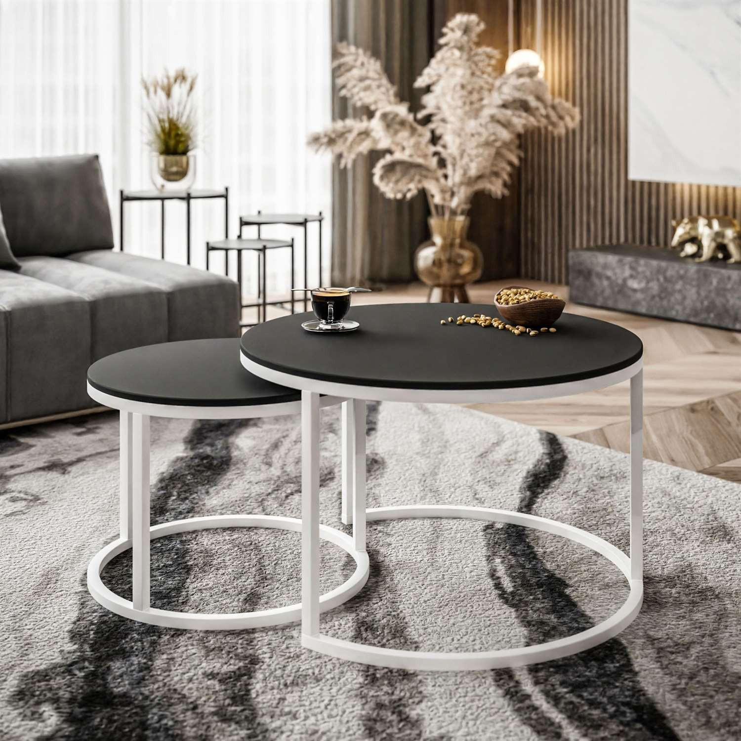 COUCHTISCH CIRI SLIM 2-in-1 schwarz matt - Weiß, Holzwerkstoff (70/70/48cm) - Lookway