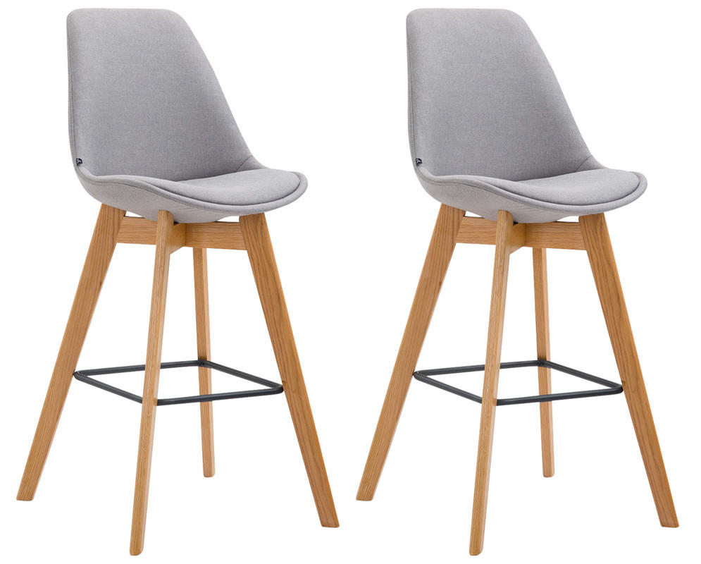 BARHOCKER 2er Set Gikar Stoff Grau - Grau, Textil (48/112/56cm) - DELUKE