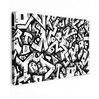 LEINWANDBILD Formen - Buchstaben - Graffiti - Schwarz Groß 140x90 cm - Schwarz, Textil (140/90cm) - MuchoWow