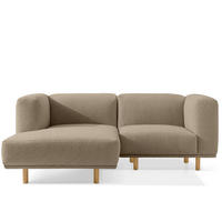 ECKSOFA-LINKS FOSERO, Bouclé - Greige/Buchefarben, Holz/Holzwerkstoff (204/155cm) - KONSIMO®
