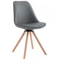 STUHL Lederlook grau - Eukalyptusholzfarben/Grau, Holz/Textil (48/84/56cm) - CLP