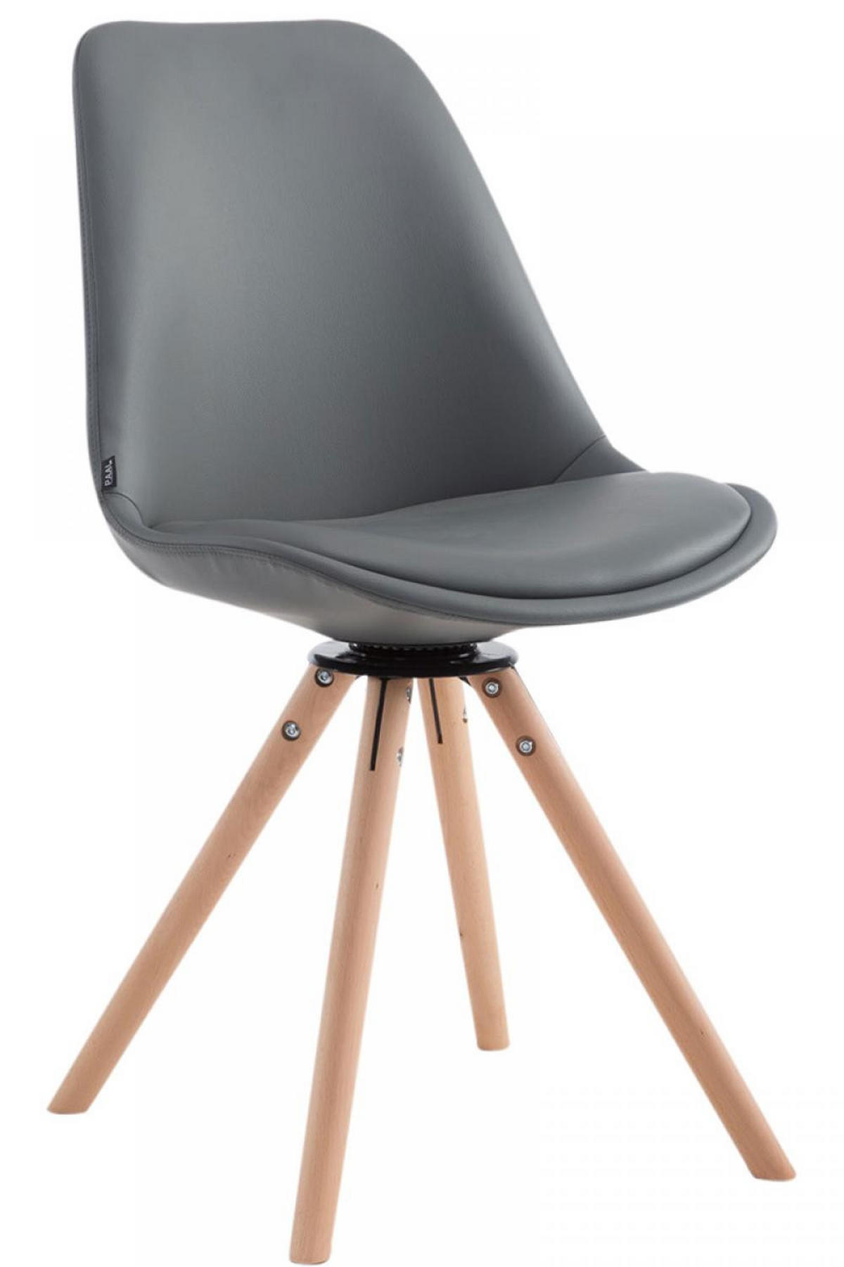 STUHL Lederlook grau - Eukalyptusholzfarben/Grau, Holz/Textil (48/84/56cm) - CLP