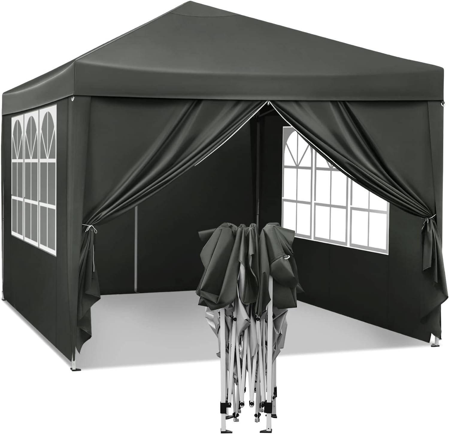 PAVILLON Pop-Up wasserdichter Faltpavillon, aus Oxford Metallrahmen 3 x 3 m - Grau, Metall (300/300/260cm) - Woltu