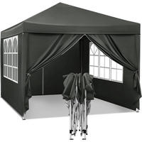 PAVILLON Pop-Up wasserdichter Faltpavillon, aus Oxford Metallrahmen 3 x 3 m - Grau, Metall (300/300/260cm) - Woltu