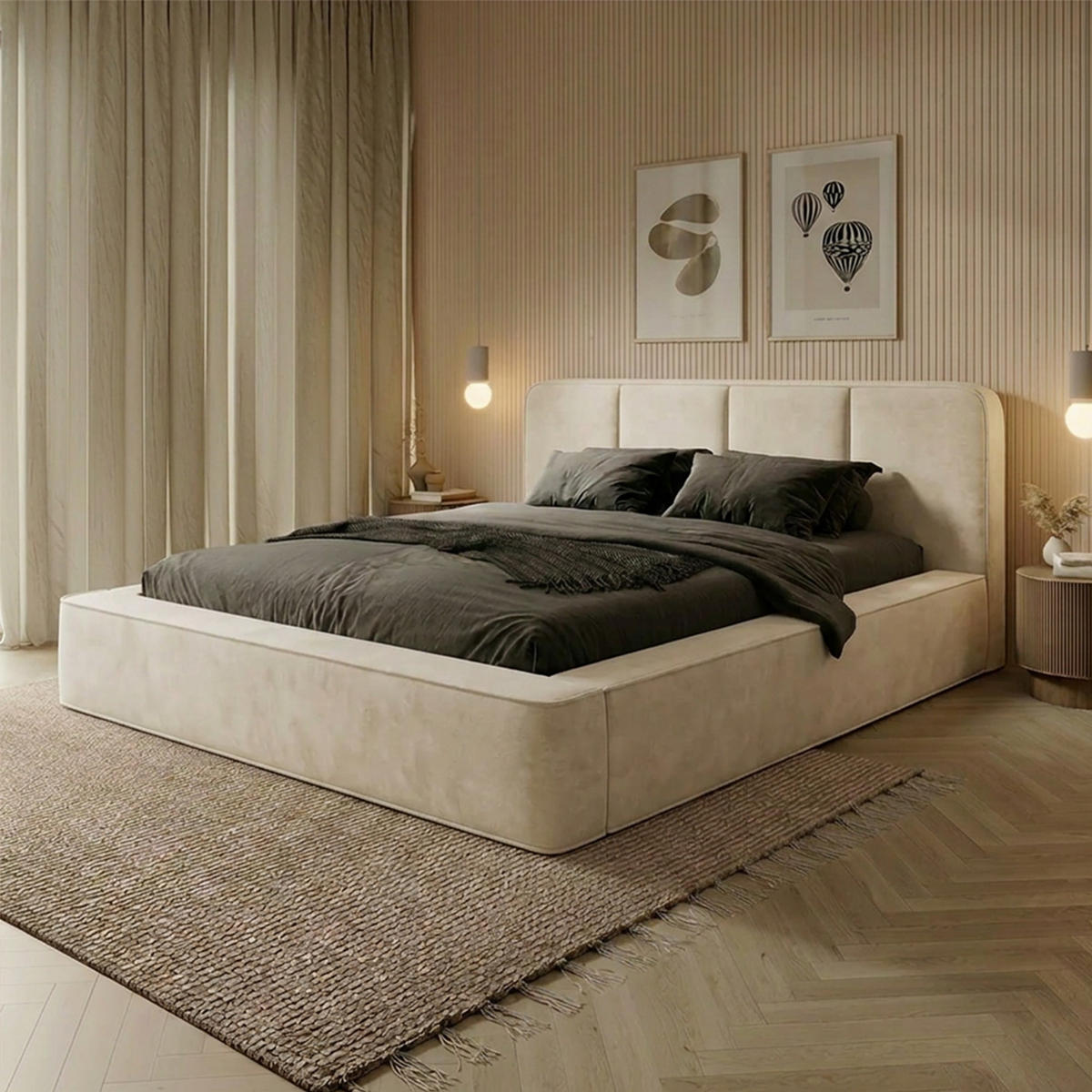 POLSTERBETT RANDELA 200x200 cm, Weiß - Weiß, Textil (200/200cm) - Fedve