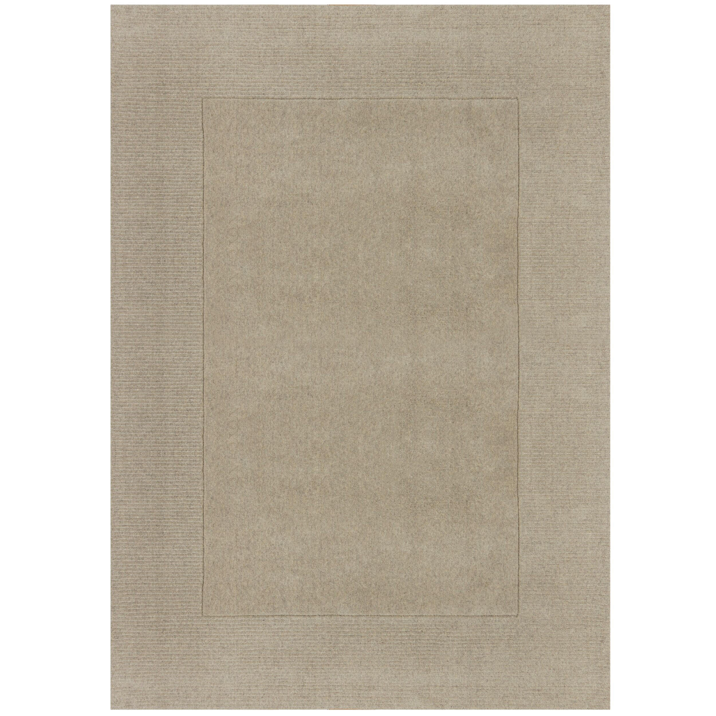 WOLLTEPPICH Uni-Design, mit Randdetails, handgewebt MOLE, Beige 120x170 cm - Beige, Textil (120/170cm) - KADIMA DESIGN