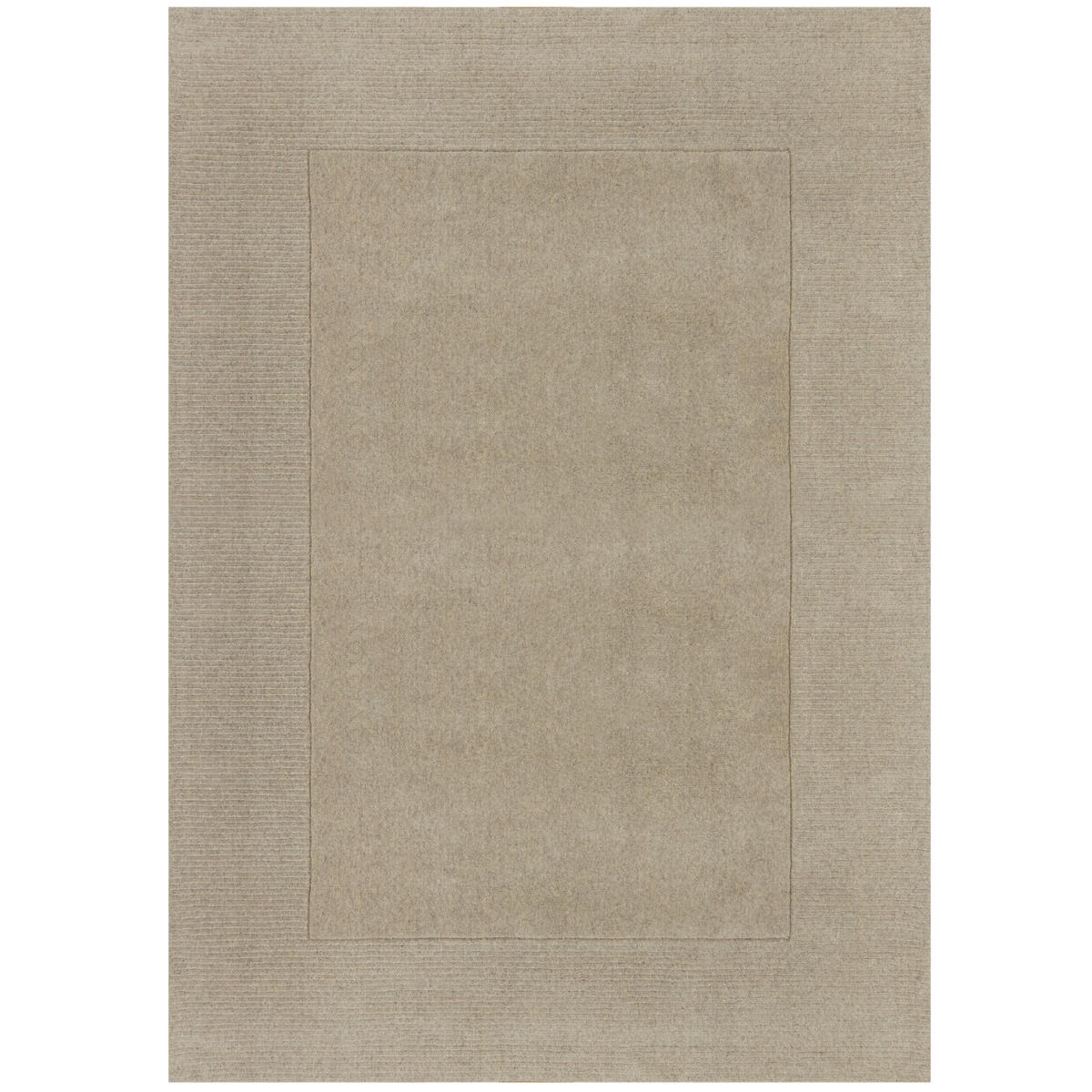 WOLLTEPPICH Uni-Design, mit Randdetails, handgewebt MOLE, Beige 120x170 cm - Beige, Textil (120/170cm) - KADIMA DESIGN