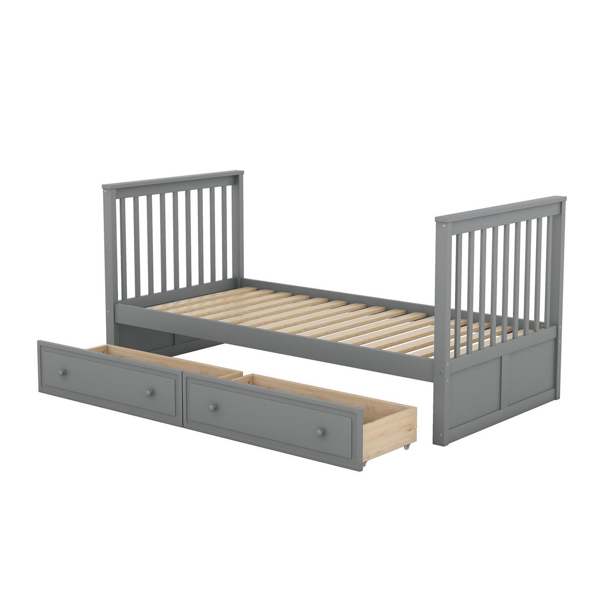 ETAGENBETT 90/200 cm mit 2 Schubladen und Umbaufunktion zu 2 Einzelbetten, Kiefer/MDF, Grau - Grau, Holzwerkstoff (90/200cm) - Redom