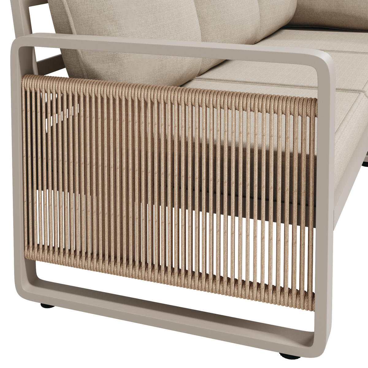 LOUNGEGARNITUR aus Metall & wasserabweisendem Stoff Beige mit verstellbaren Füßen - Beige, Metall - Modfu