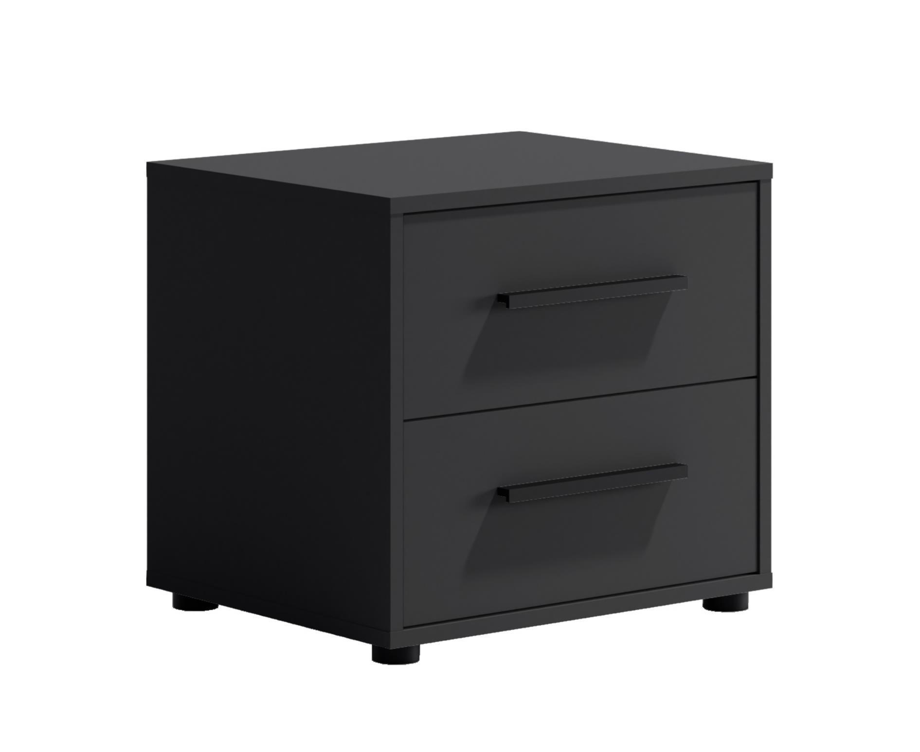 NACHTTISCH Maxivo Schwarz, mit Schubladen - Schwarz, Holzwerkstoff (51/47/40cm) - Bettso