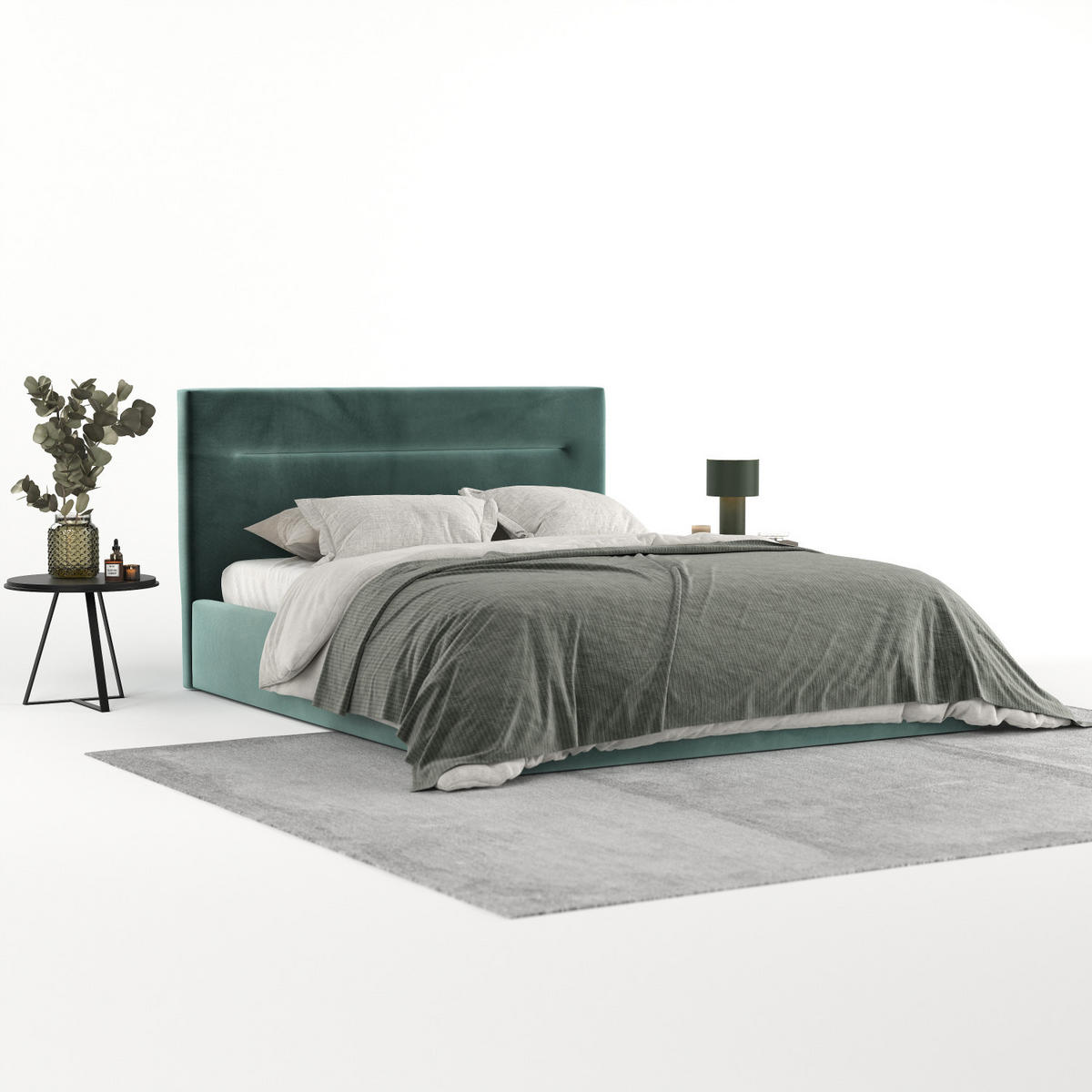 POLSTERBETT Liline 140/200 cm Türkis im Kronos Stoff - Türkis/Schwarz, Holz/Holzwerkstoff (140/200cm) - AltaBeds