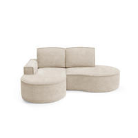 ECKSOFA Flow Beige, mit Kissen in Abriamo Stoff, linke seite - Beige, Holzwerkstoff/Textil (210/157cm) - Bettso