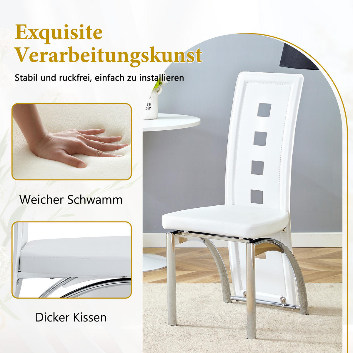 STUHL mit LED modernes Design Mehrfarbig 49x43x102.5 cm Leder 2er-Set - Multicolor, Leder (49/102.5/43cm) - SONNENH