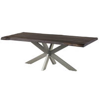 BAUMTISCH Mango 200x100x77 grau lackiert / Kreuzgestell silber matt FREEFORM 5 - Silberfarben/Grau, Holz (200/100/77cm) - Massivmoebel24
