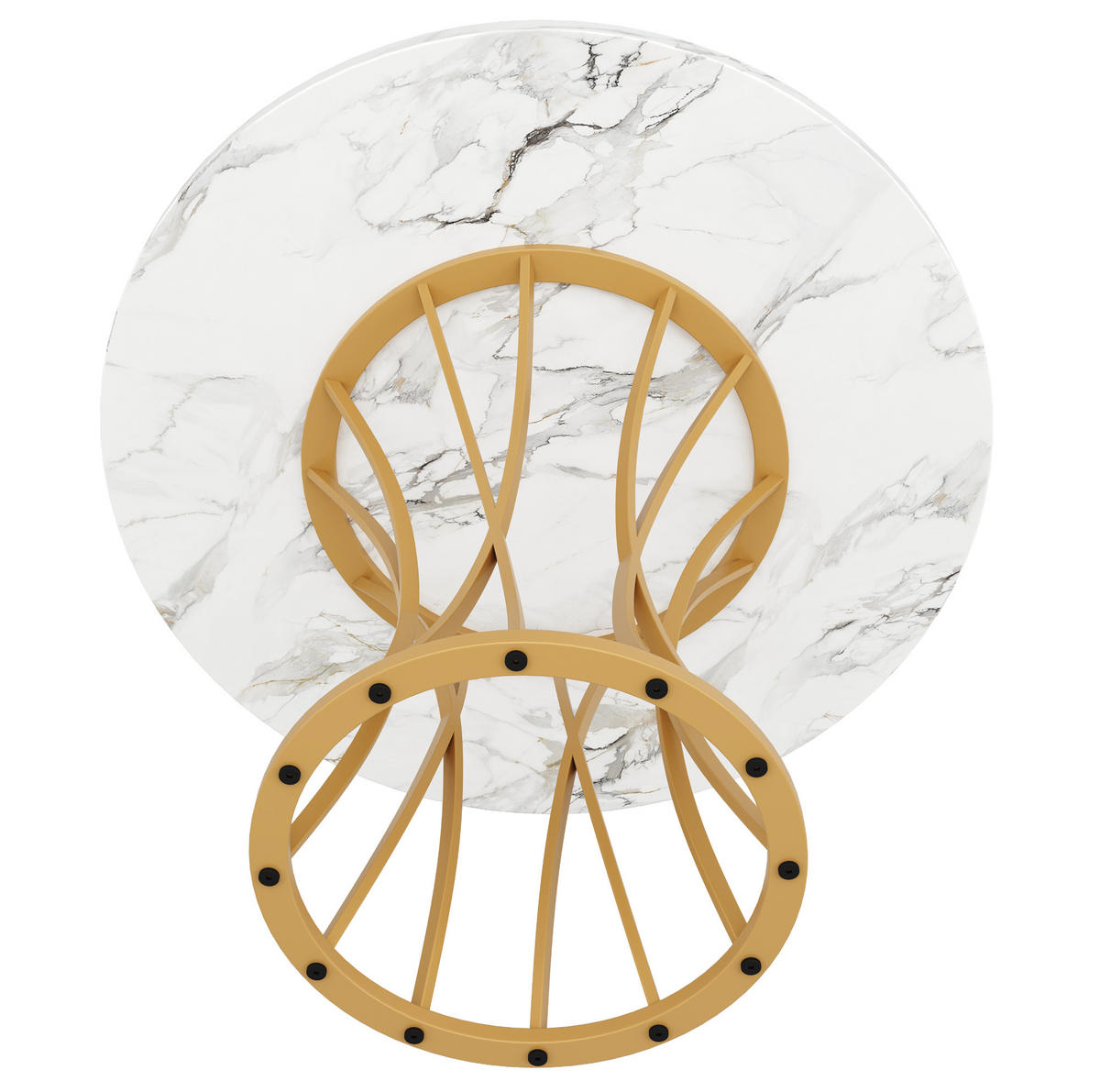 ESSTISCH, MDF-Marmoroptik mit Metallgestell, 80/80/76 cm, Goldfarben - Goldfarben, Holzwerkstoff (80/80/76cm) - Redom