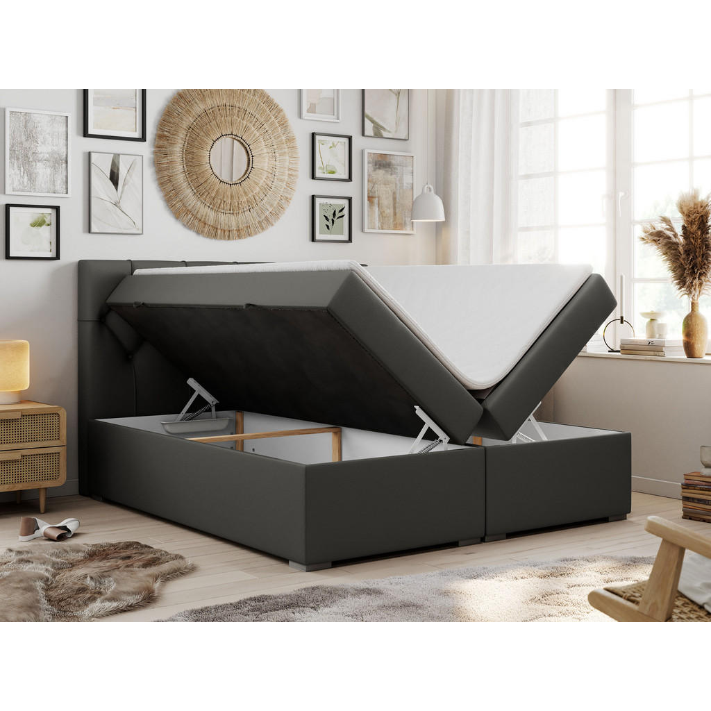 Thumbnail - MKS Boxbett, Dunkelgrau, Textil, 2-Sitzer, H4, Rechteckig, 200x200 cm, Schlafzimmer, Betten, Boxspringbetten