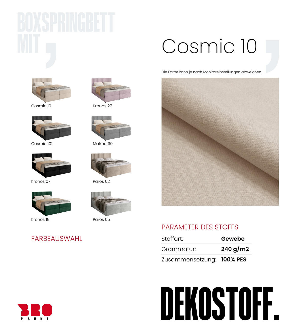 BOXBETT Dream mit Topper 160/200 Ecru - Ecru, Holzwerkstoff/Textil (160/200cm) - Bromarkt