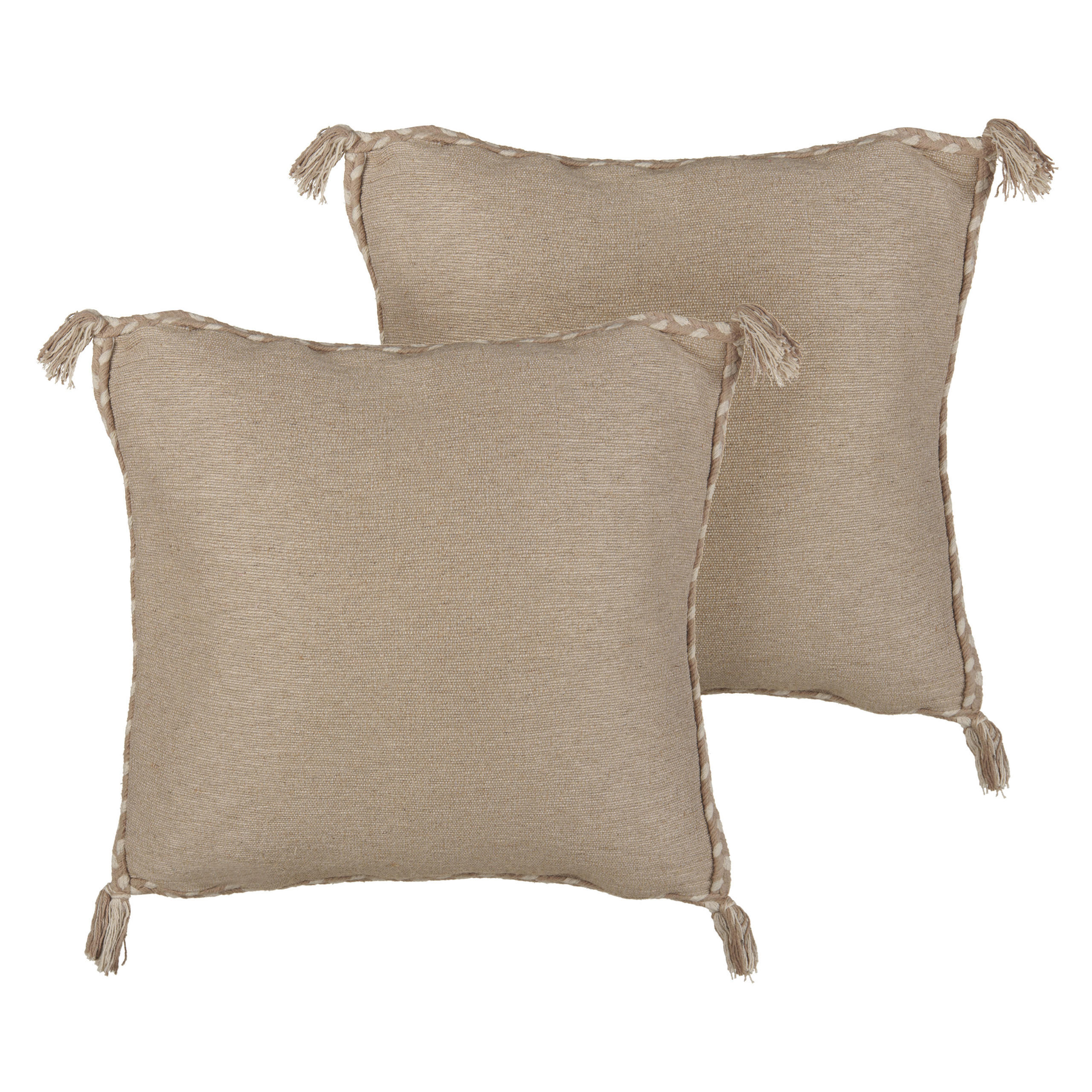 DEKOKISSEN 2er-Set Beige 45/45 cm Erigeron - Beige, Naturmaterialien (45/45cm) - Beliani