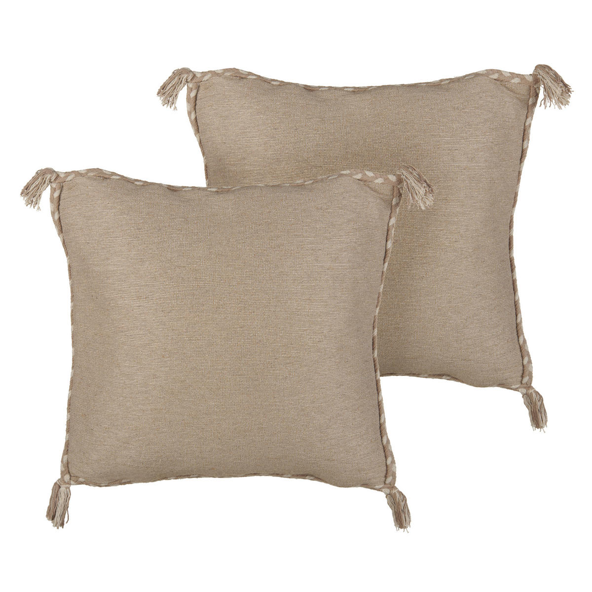 DEKOKISSEN 2er-Set Beige 45/45 cm Erigeron - Beige, Naturmaterialien (45/45cm) - Beliani