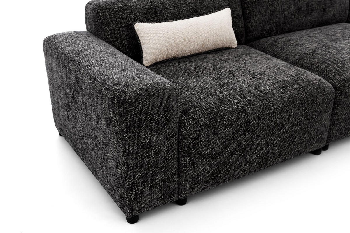 ECKSOFA L Form Jughlio Beige 240/165/75 cm Rechts mit Schlaffunktion - Beige/Schwarz, Kunststoff/Textil (240/165cm) - AX Living