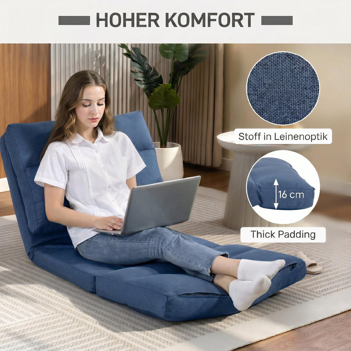 SOFA Blau 203.0/70.0/56.0cm - Blau, Textil (70/56/203cm)