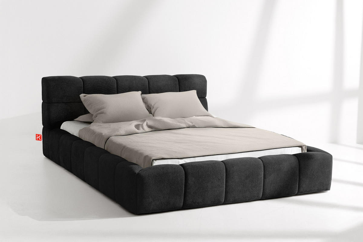 POLSTERBETT AERI 140/160/180/200 mit Rahmen und Bettkasten, anthrazit - Anthrazit, Holz/Holzwerkstoff (160/200cm) - KONSIMO®