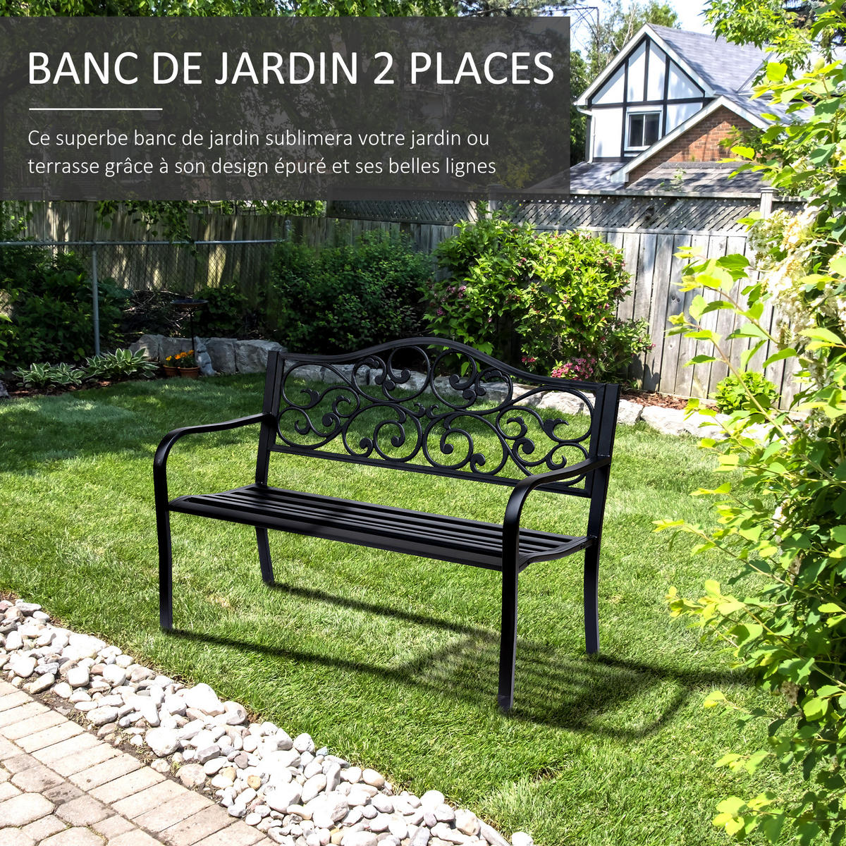GARTENBANK DE-17747 Schwarz - Schwarz, Metall (127/89/60cm) - ComfortXL