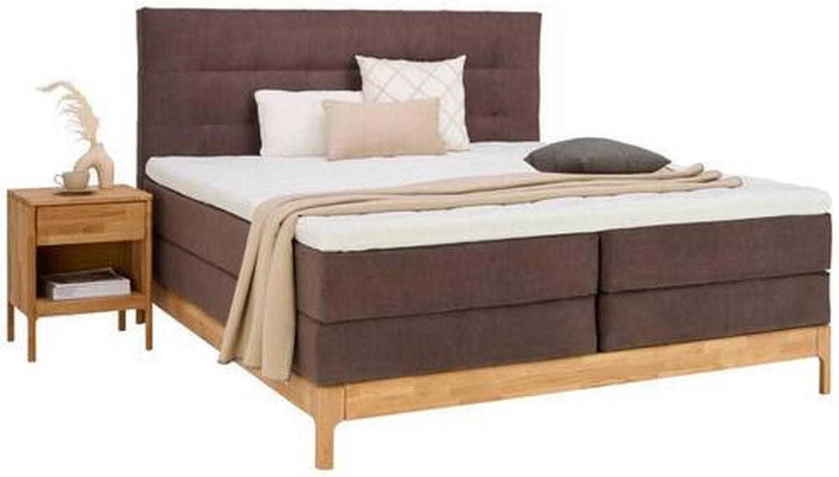 BOXSPRINGBETT 180/200 cm  in Braun, Wildeiche  - Wildeiche/Braun, Natur, Holz/Textil (180/200cm) - Linea Natura
