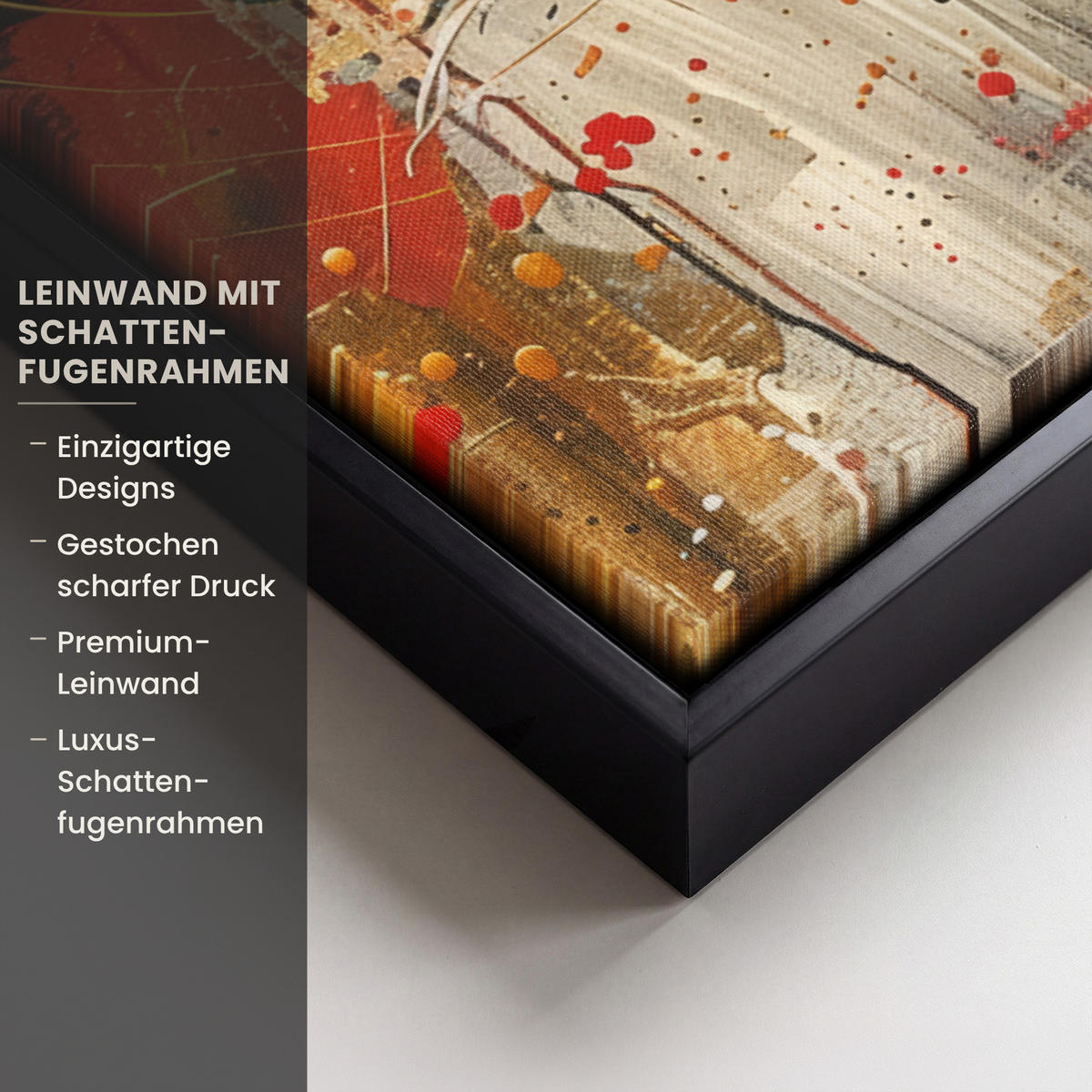 LEINWAND Bilder mit Rahmen - Abstrakt - Kunst - Gold - Modern - 80x60 - Multicolor, Textil (80/60cm) - MuchoWow