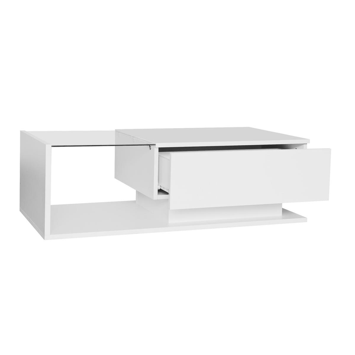 COUCHTISCH Weiß 100/50/32 cm mit LED-Beleuchtung - Weiß, Holzwerkstoff (50/100/32cm) - PANGIVO