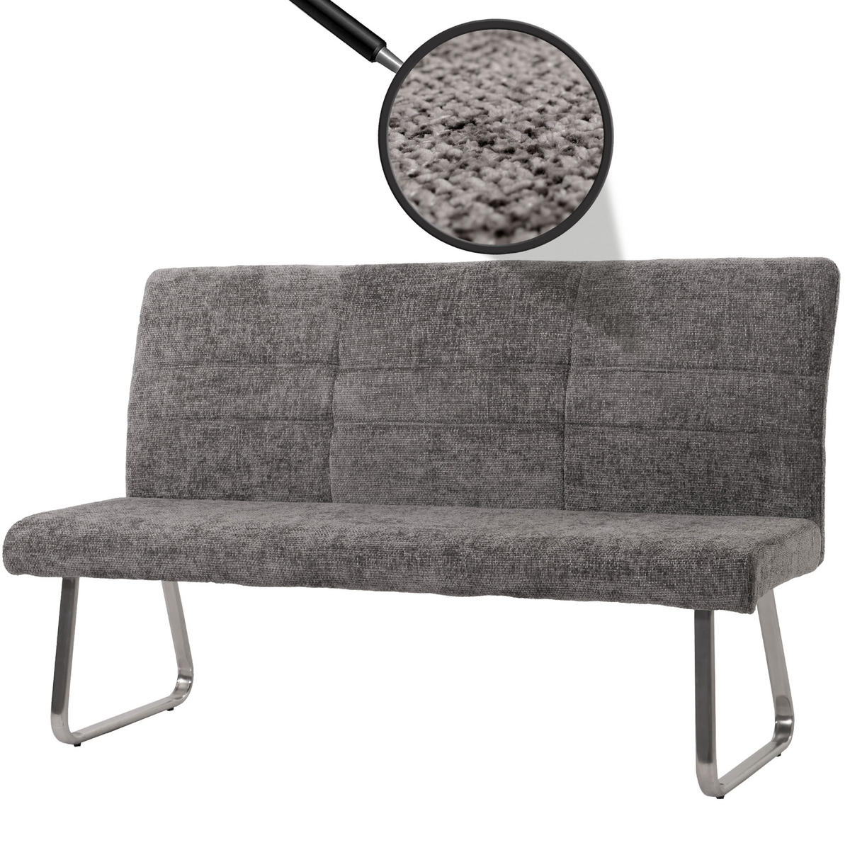 SITZBANK Grau - Grau, Textil (160/100/65cm) - MCW