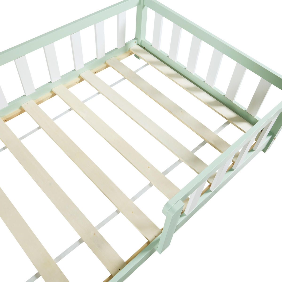 HAUSBETT Sisimiut - Weiß/Mintgrün, Holz (90/200cm) - [en.casa]