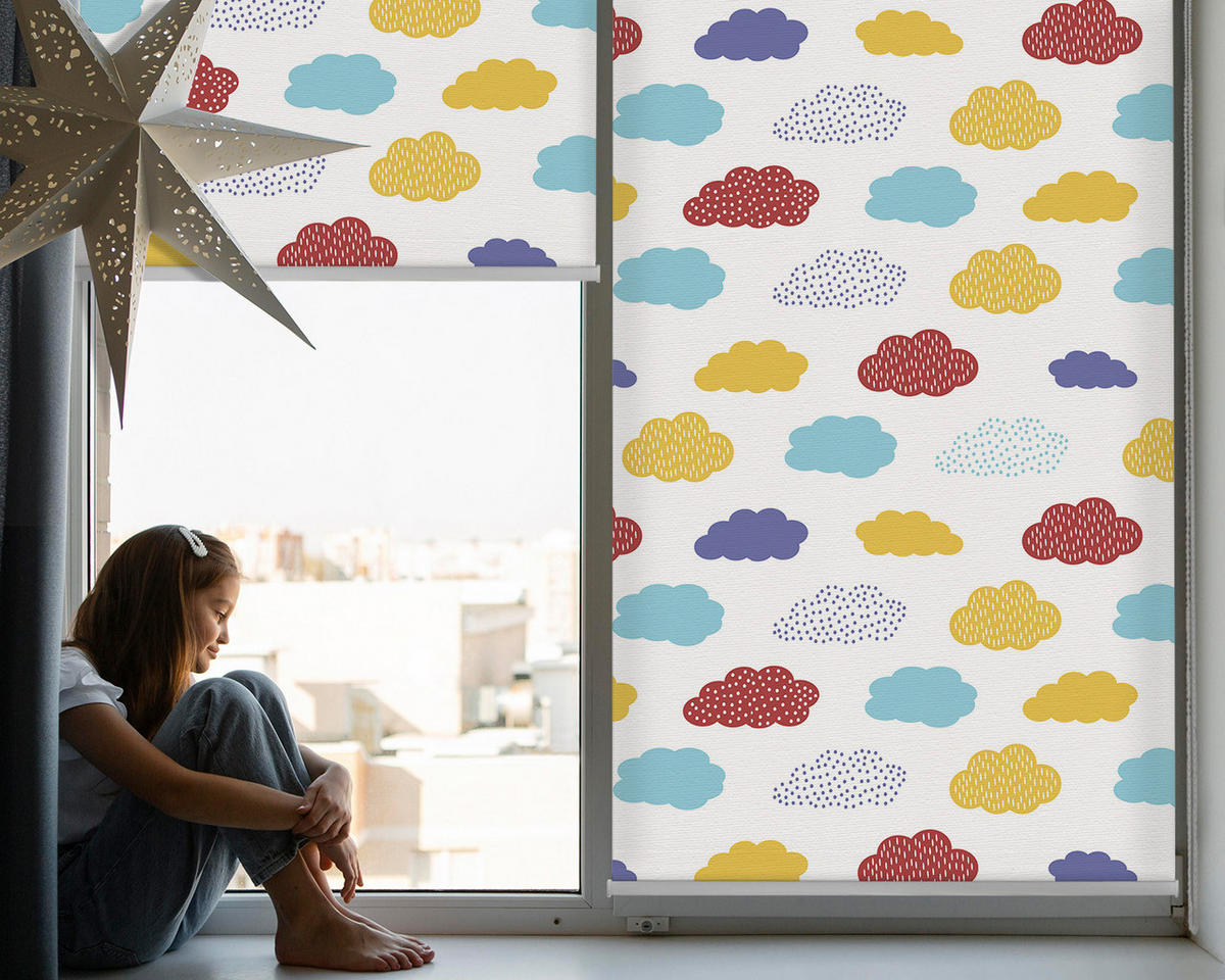 VNÚTORNÁ roleta - okenná roleta - roleta - 80x180 cm - Farebné oblaky - žltá, plast (80/180/0.5cm) - TULUP